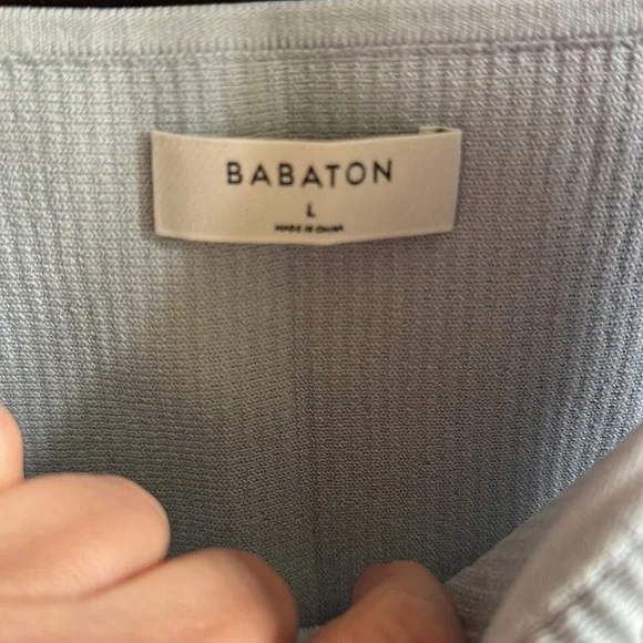 Babaton Light blue Ribbed Crop Top - Picture 3 of 4